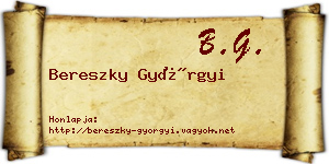 Bereszky Györgyi névjegykártya